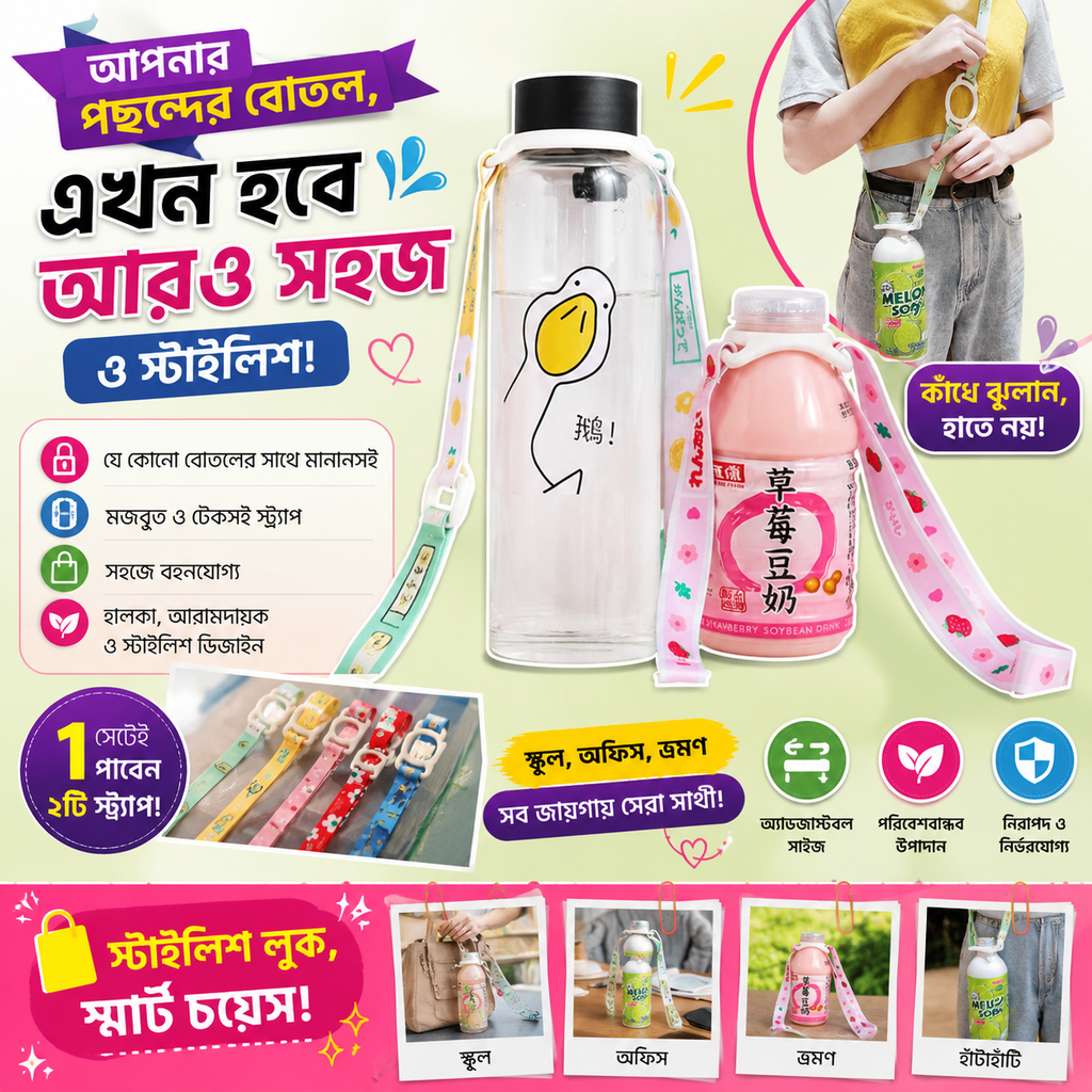 (2 Pcs) Water Bottle Carrying Strap