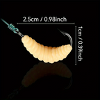 (12 Pcs) Maggot Fishing Baits with Hooks