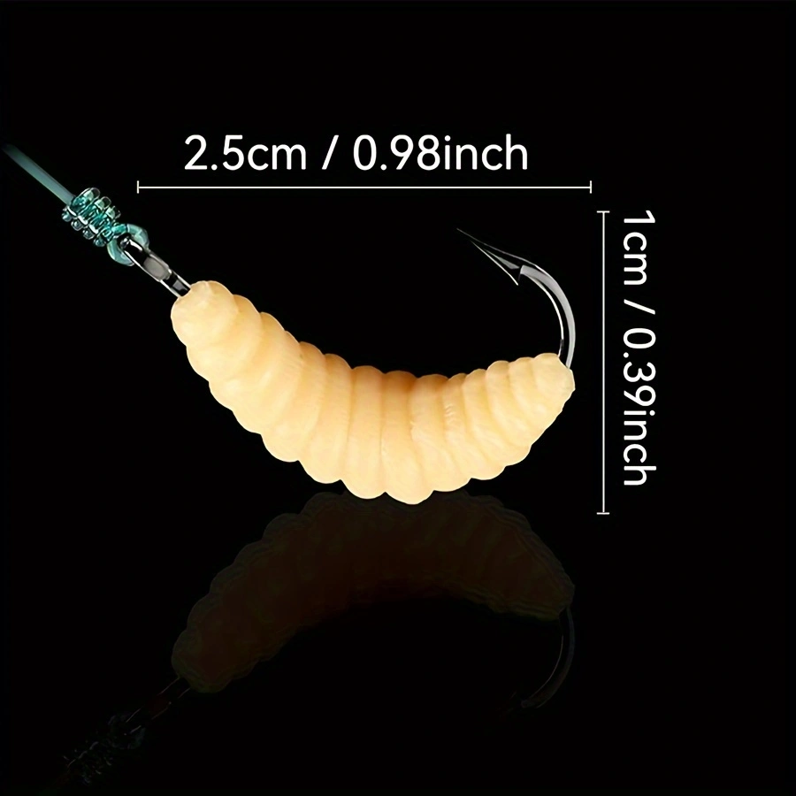 (12 Pcs) Maggot Fishing Baits with Hooks
