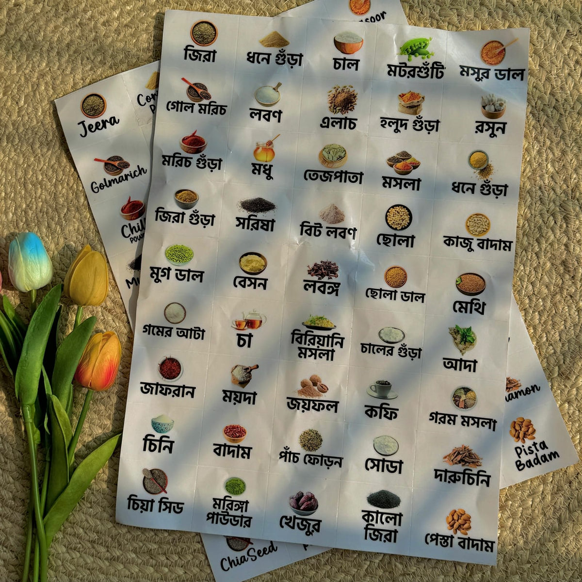 (Combo Bangla+English)- Luxury Kitchen Label Stickers