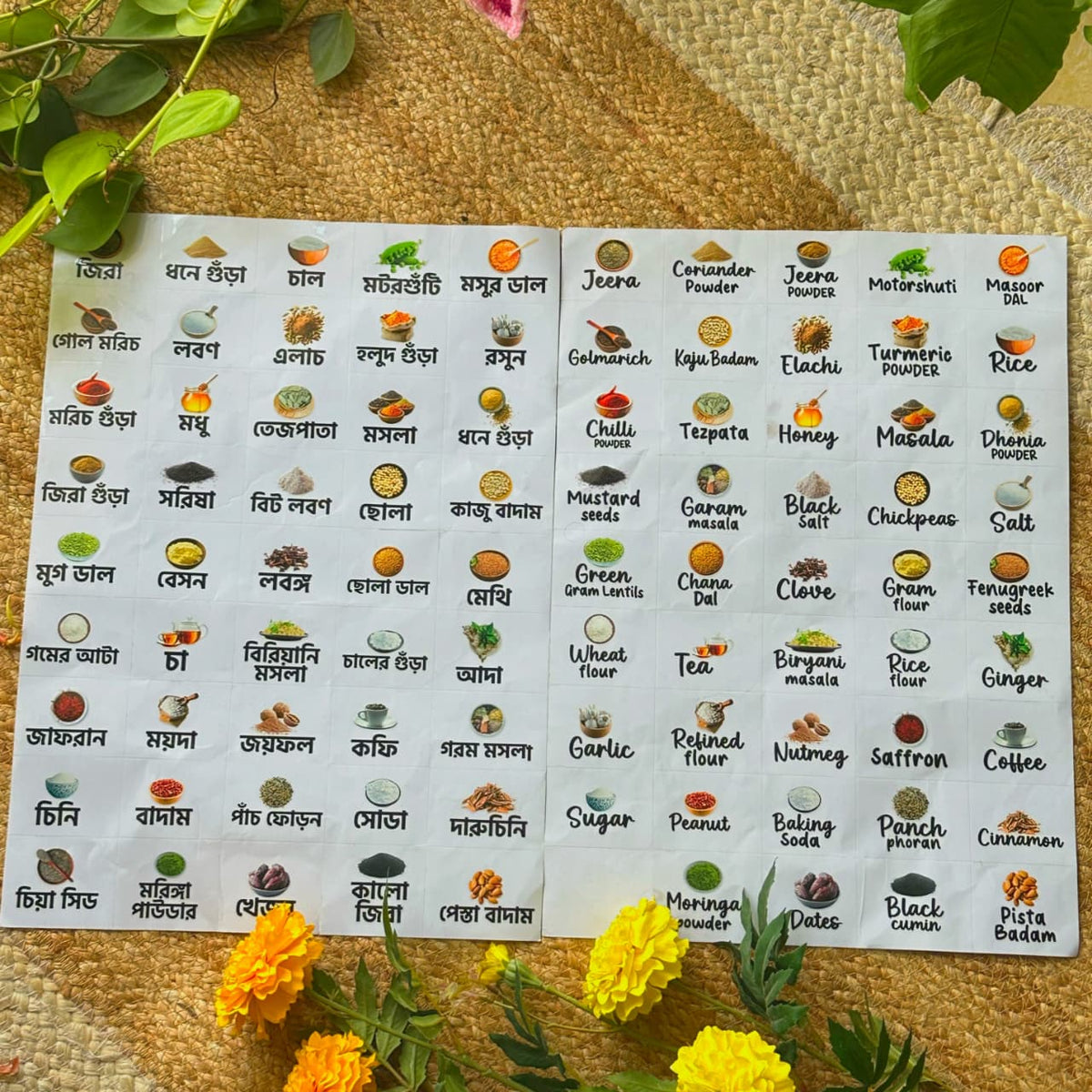 (Combo Bangla+English)- Luxury Kitchen Label Stickers