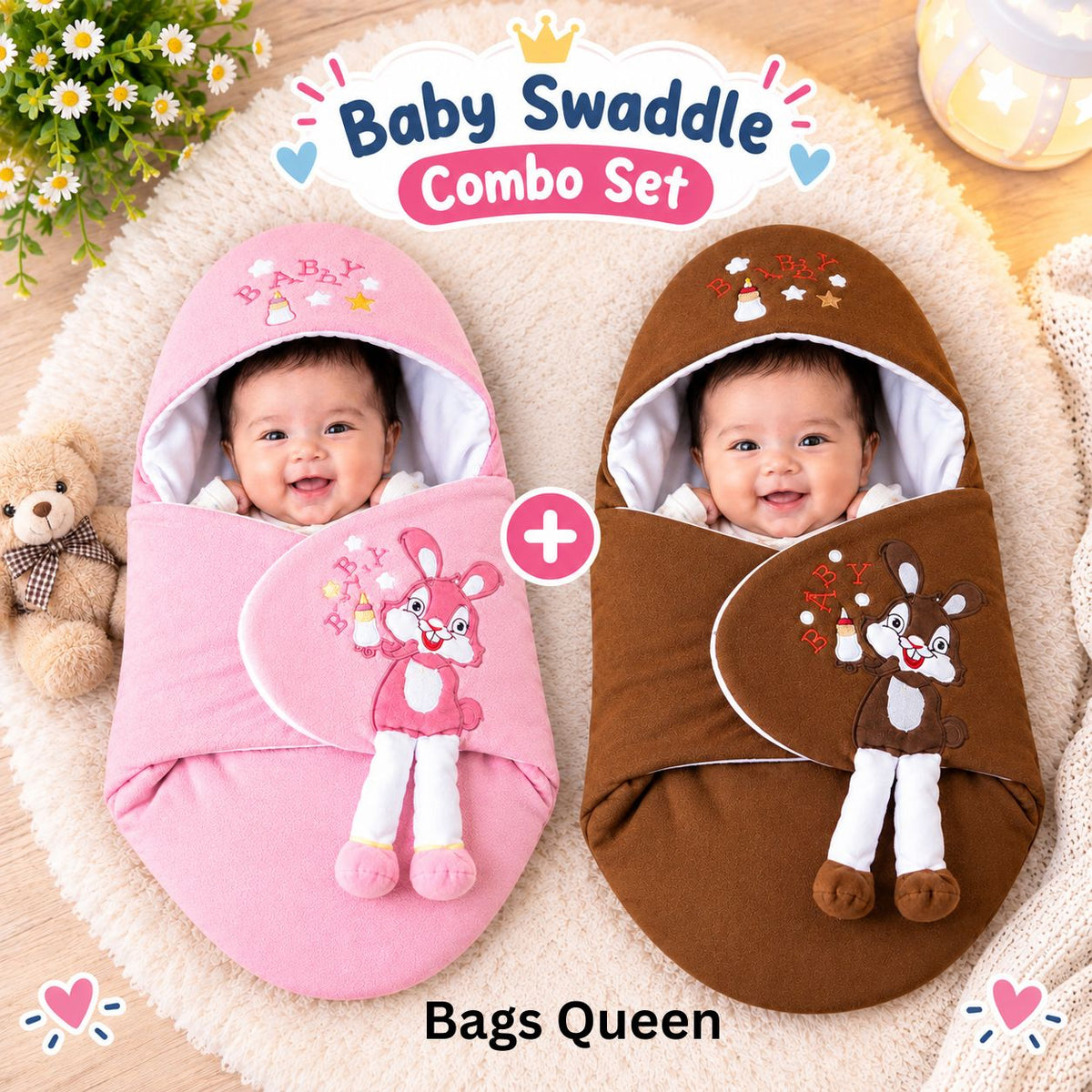 ২ পিস কম্বো সেট  Soft Baby Blanket (বেবি পিংক+কপি)